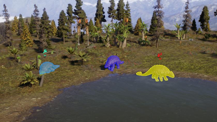 JWE2 Accessibility - dinosaur highlight colourblind mode