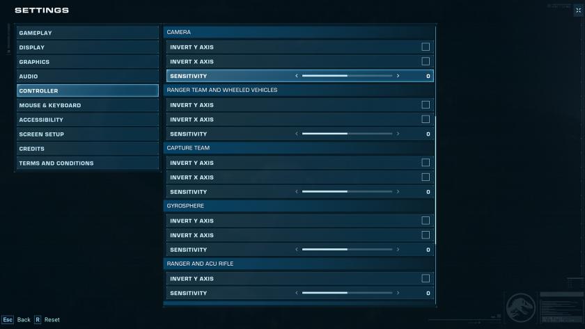 JWE2 Accessibility - Controller settings